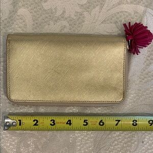 Talbots Gold and Pink Wallet with Tassel Accent